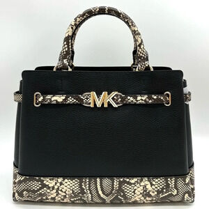 Michael Kors Reed Large Leather Belted Satchel Crossbody Bag Snakeskin